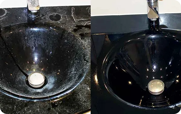 a black sink